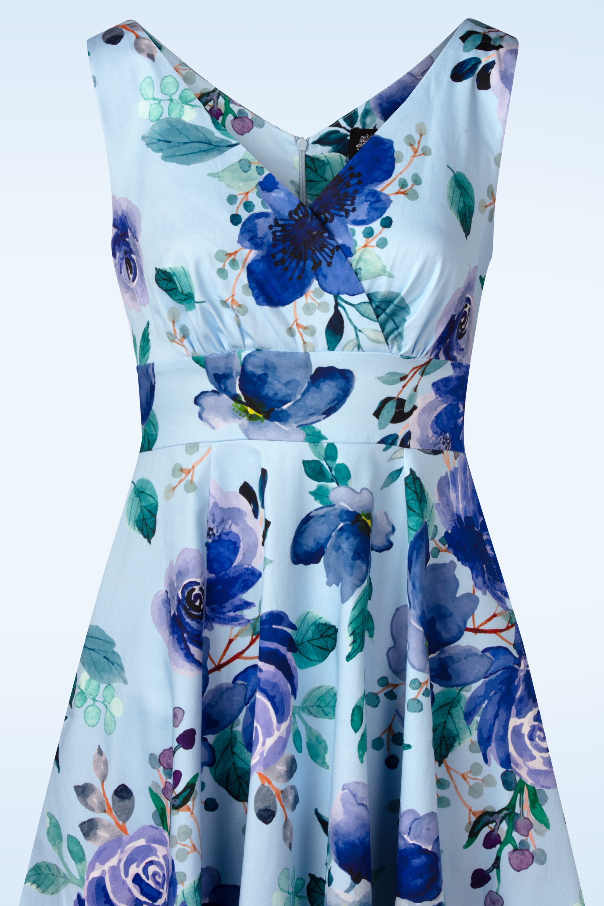 Hearts & Roses - Topvintage exclusive ~ Breezy Blooms swing jurk in blauw 2