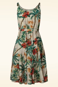 Rock N Romance - Suzy Tiki Palm jurk in beige en multi 4