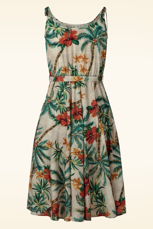 Rock N Romance - Suzy Tiki Palm jurk in beige en multi 4