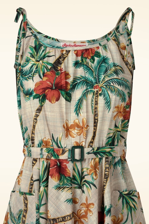 Rock N Romance - Suzy Tiki Palm jurk in beige en multi 2