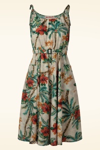 Rock N Romance - Suzy Tiki Palm jurk in beige en multi