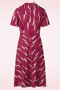 Rock N Romance - Polly Santa Monica jurk in framboos en gebroken wit 3