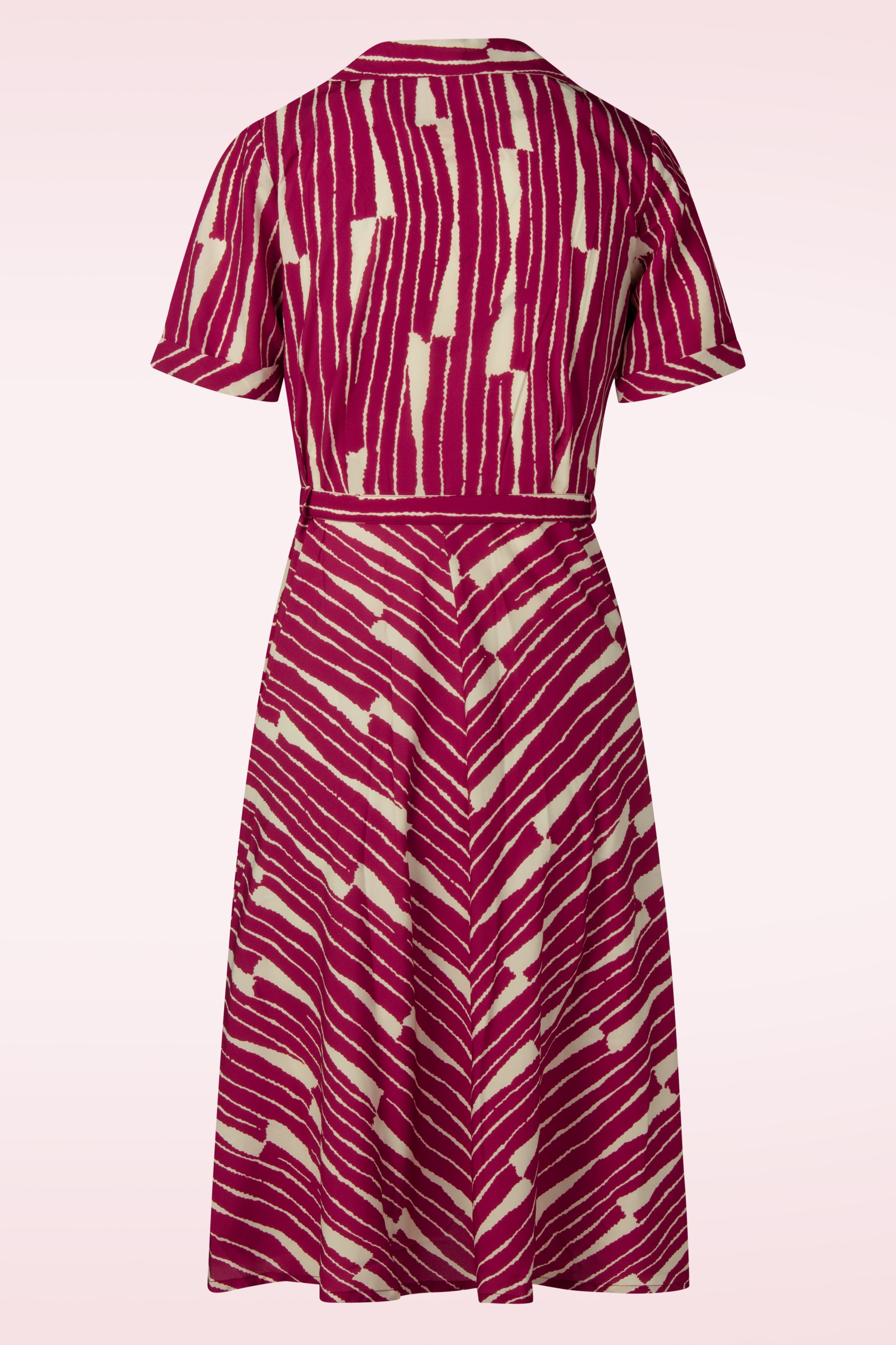 Rock N Romance - Polly Santa Monica jurk in framboos en gebroken wit 3