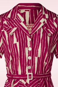 Rock N Romance - Polly Santa Monica jurk in framboos en gebroken wit 2