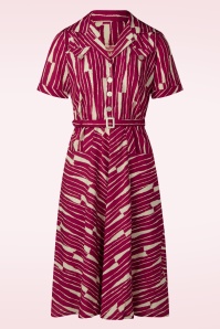 Rock N Romance - Polly Santa Monica jurk in framboos en gebroken wit