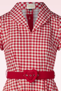 Topvintage Boutique Collection - Topvintage exclusive ~ Celia gingham swing jurk in rood en wit 2