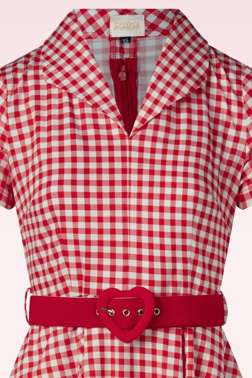 Topvintage Boutique Collection - Topvintage exclusive ~ Celia gingham swing jurk in rood en wit 2