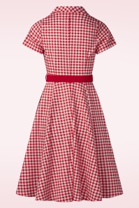 Topvintage Boutique Collection - Topvintage exclusive ~ Celia gingham swing jurk in rood en wit 3