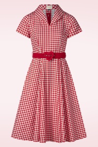 Topvintage Boutique Collection - Topvintage exclusive ~ Celia gingham swing jurk in rood en wit
