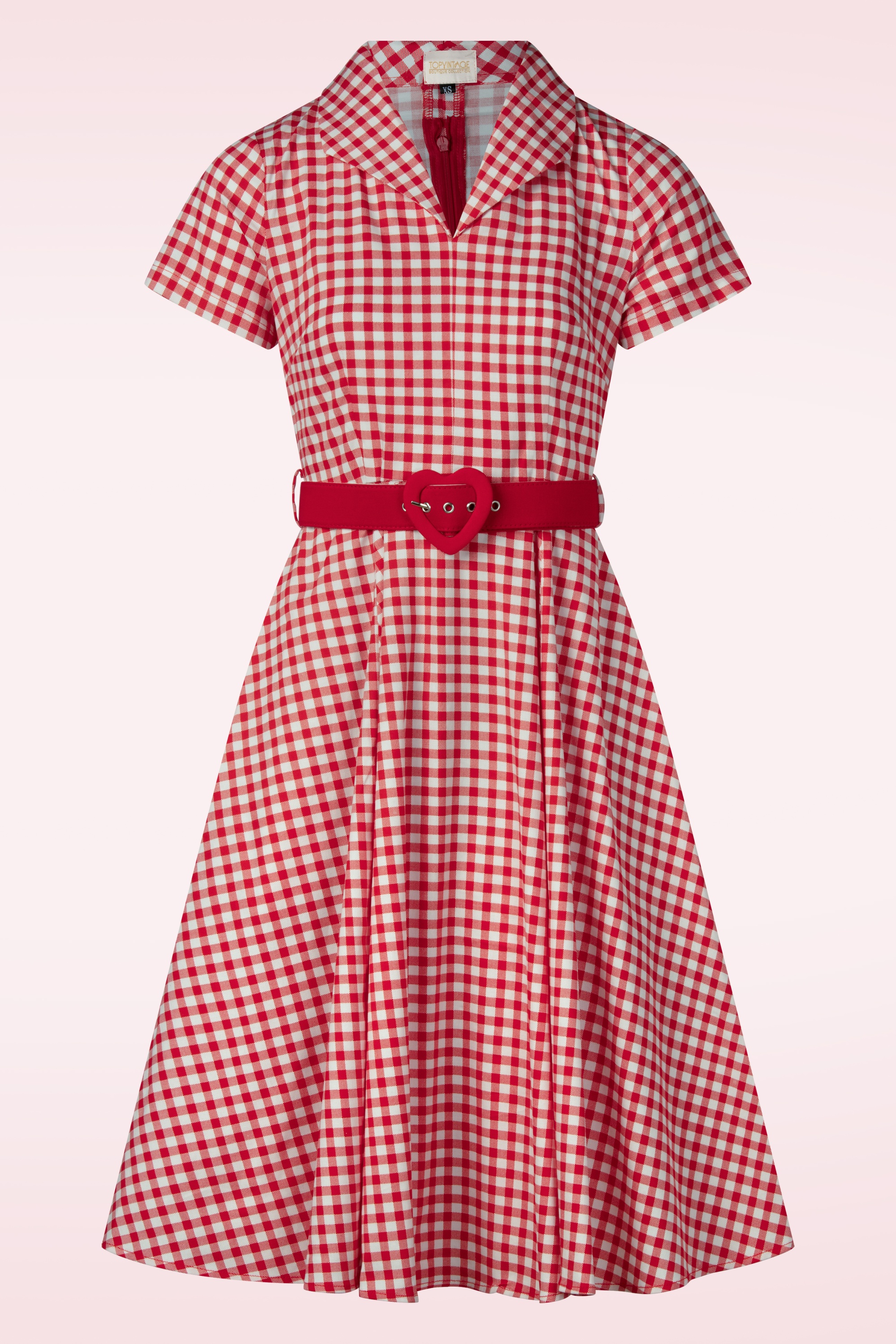 Topvintage Boutique Collection - Topvintage exclusive ~ Celia gingham swing jurk in rood en wit