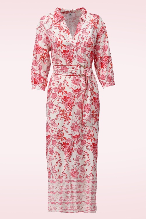 K-Design - Sakura Blossom maxi jurk in crème en roze 2
