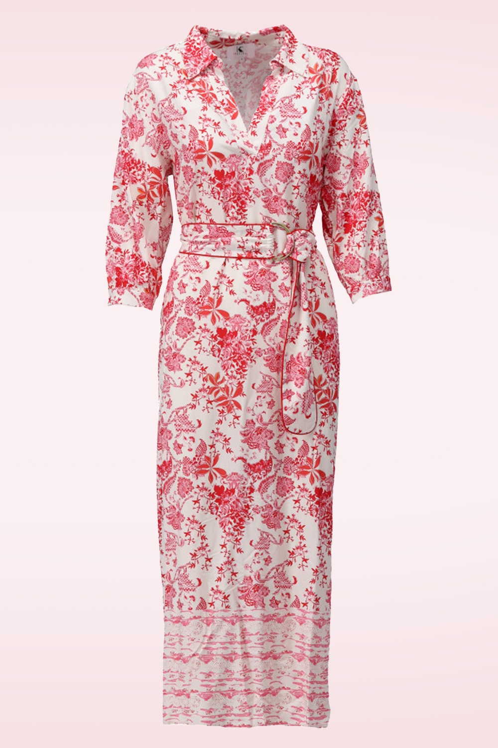 K-Design - Sakura Blossom maxi jurk in crème en roze 2
