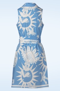You’re My Lobster by K-design - Azure Paradise katoenen a-lijn jurk in blauw en wit  4