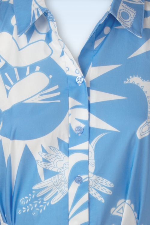 You’re My Lobster by K-design - Azure Paradise katoenen a-lijn jurk in blauw en wit  3