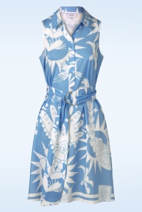 You’re My Lobster by K-design - Azure Paradise katoenen a-lijn jurk in blauw en wit 