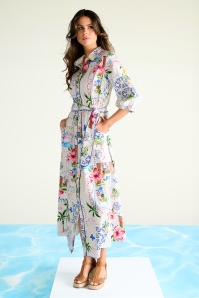 You’re My Lobster by K-design - Amalfi Dream katoenen maxi jurk in wit en multi