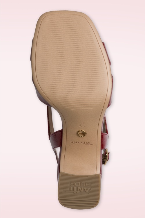 Tamaris - Madeline sandaaltjes met blokhak in bloedrood 3