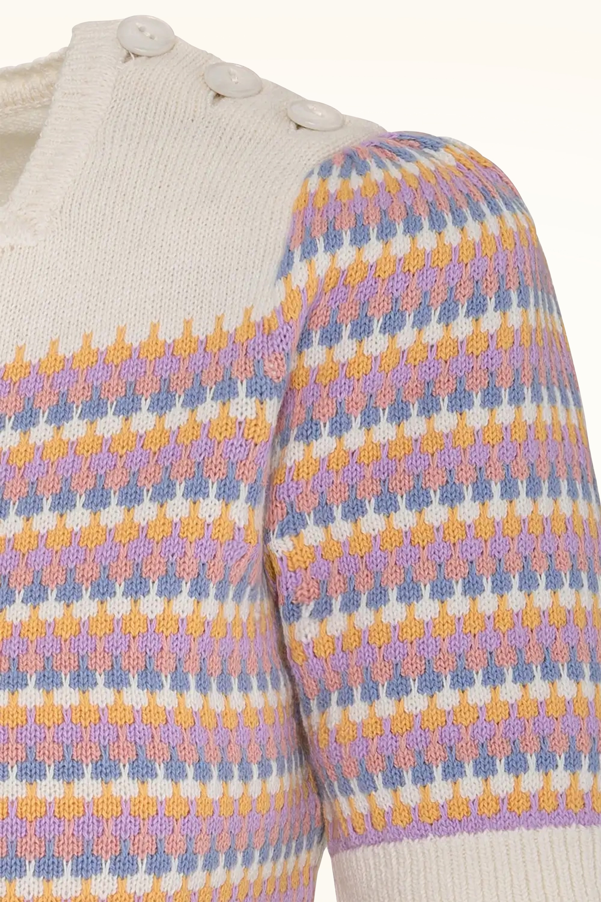 Emmy Design -  The Technicolor katoenen gebreide top in ivoor en roze 3