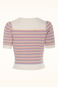 Emmy Design -  The Technicolor katoenen gebreide top in ivoor en roze 4