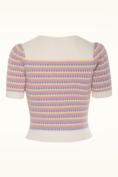 Emmy Design -  The Technicolor katoenen gebreide top in ivoor en roze 4