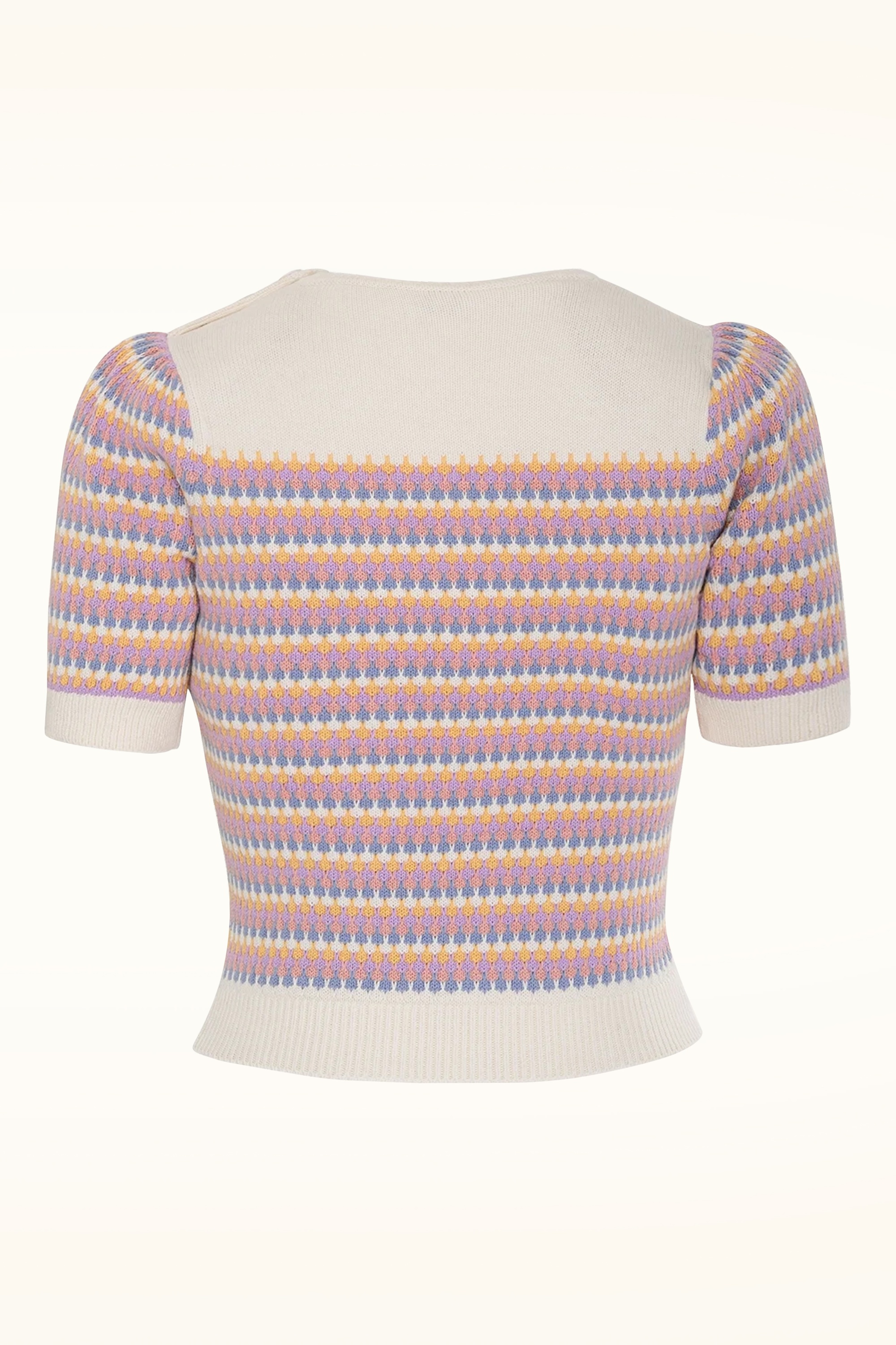 Emmy Design -  The Technicolor katoenen gebreide top in ivoor en roze 4