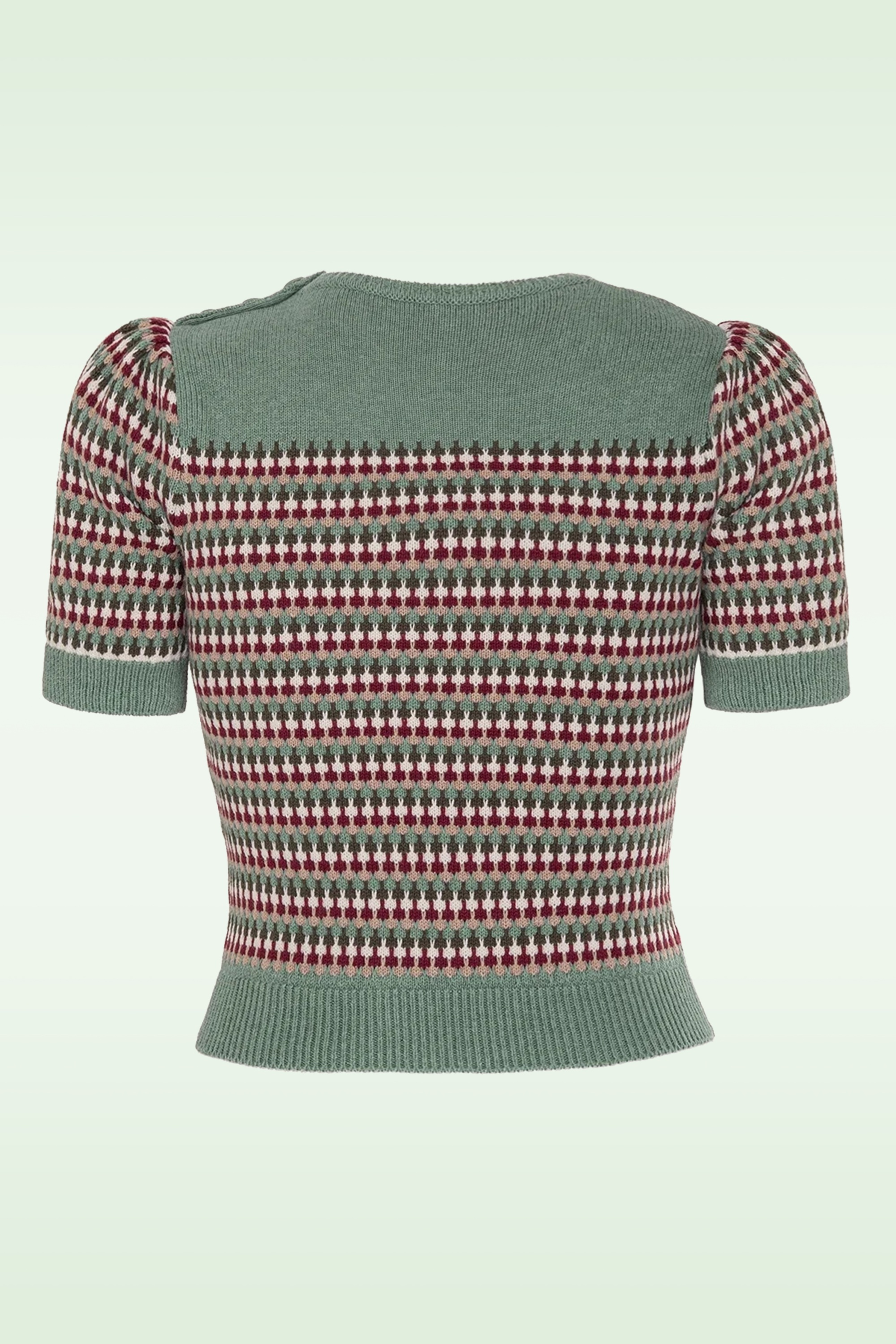 Emmy Design -  The Technicolor katoenen gebreide top in mistgroen en multi 3