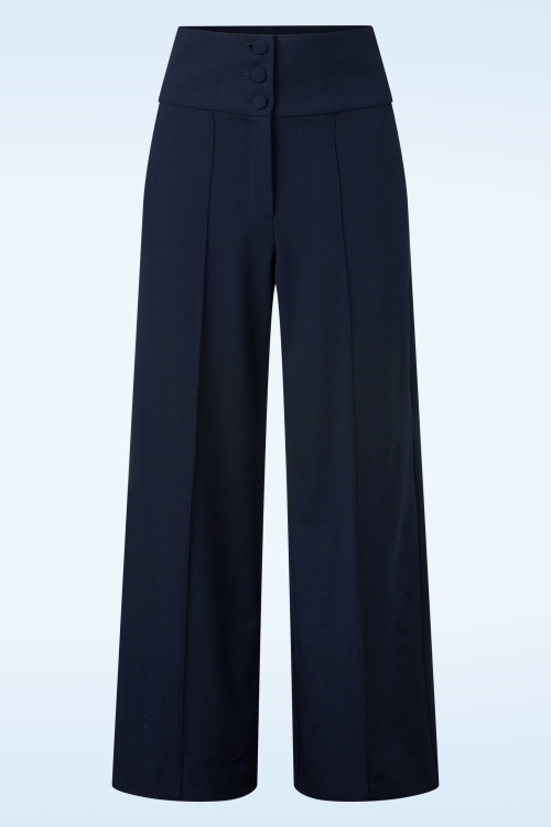 Femkit - Bonny pantalon met hoge taille in marineblauw