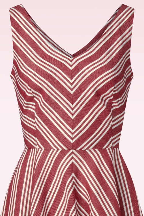 Femkit - Aven Striped katoenen swing jurk in rood en wit 2