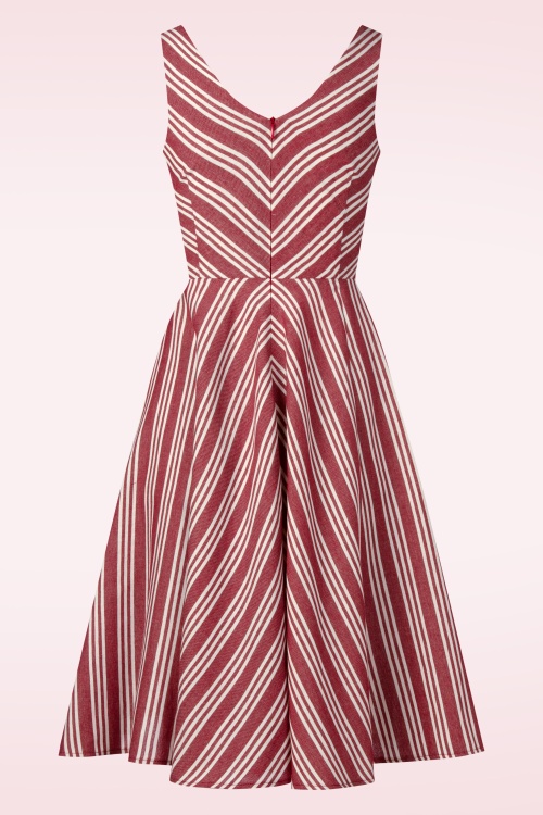 Femkit - Aven Striped katoenen swing jurk in rood en wit 3