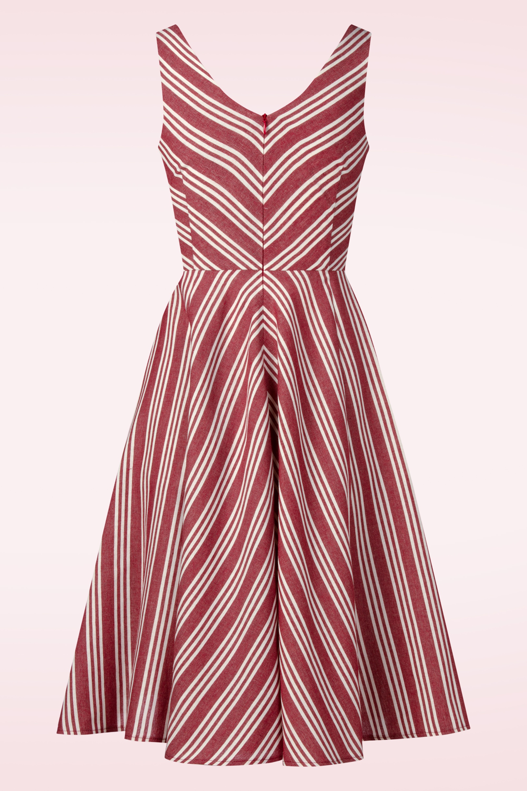 Femkit - Aven Striped katoenen swing jurk in rood en wit 3