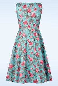 Topvintage Boutique Collection - Topvintage Exclusive ~ Adriana Peony swing jurk in aquablauw 7
