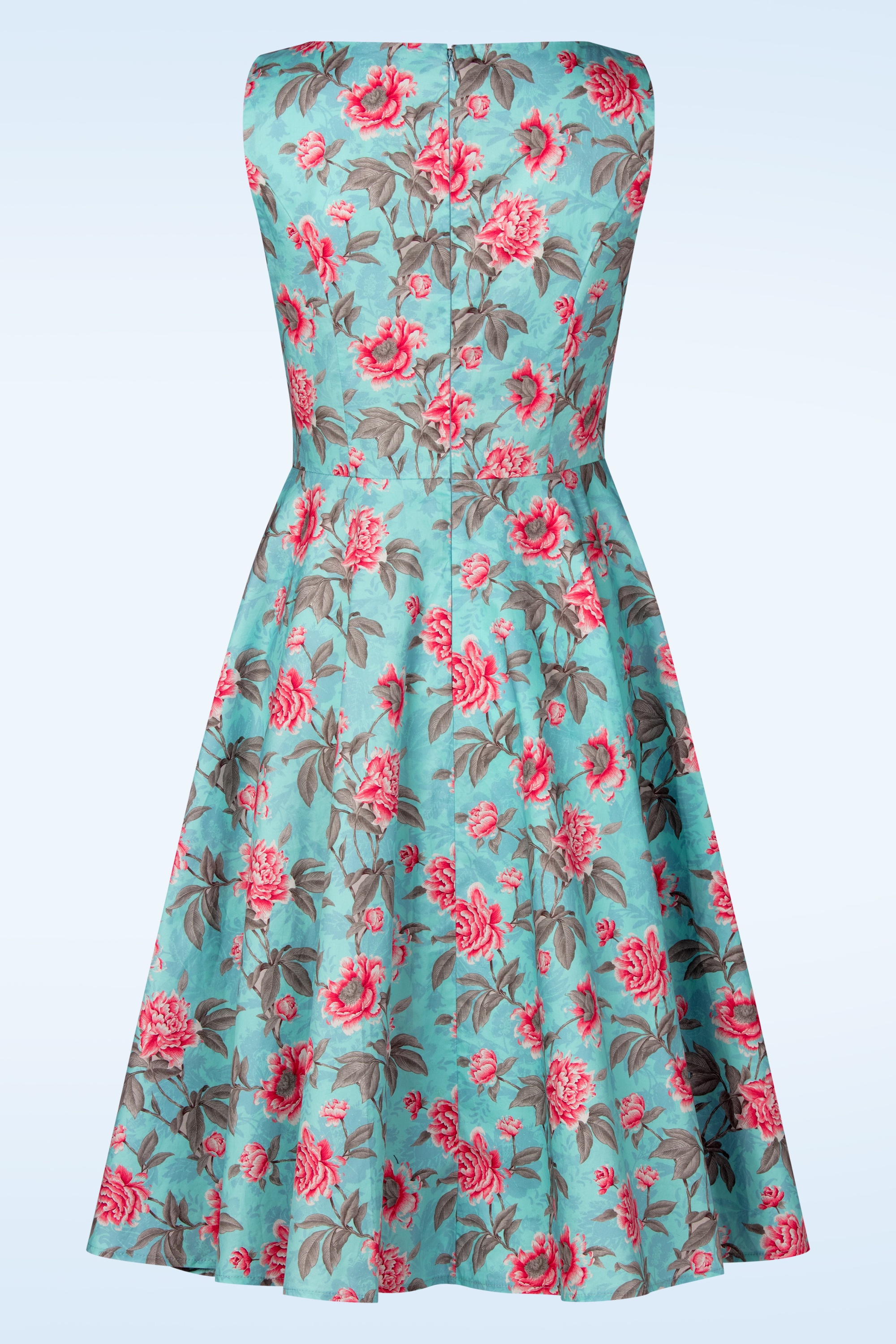 Topvintage Boutique Collection - Topvintage Exclusive ~ Adriana Peony swing jurk in aquablauw 7