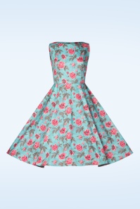 Topvintage Boutique Collection - Topvintage Exclusive ~ Adriana Peony swing jurk in aquablauw 5