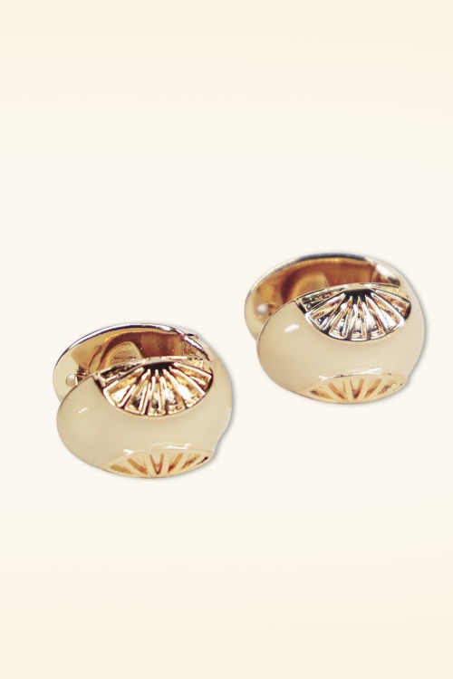 Urban Hippies - Garbo vergulde oorbellen in ecru 2