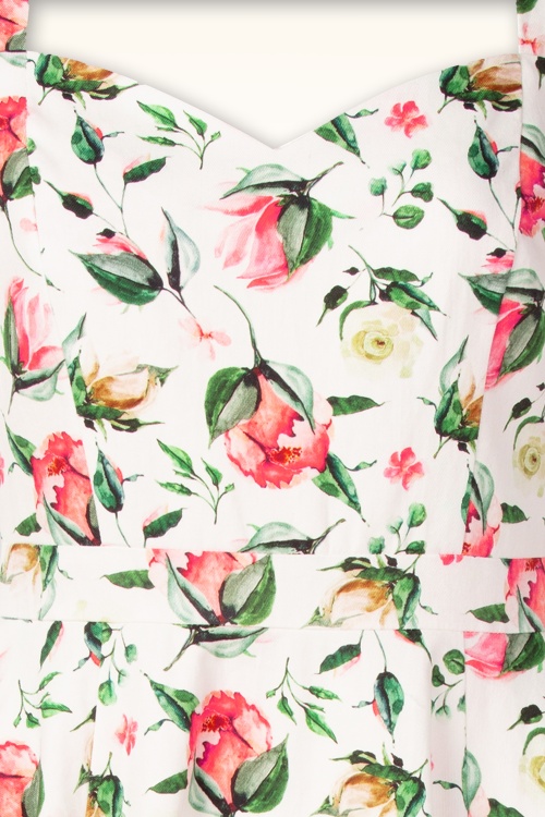 Topvintage Boutique Collection - Topvintage Exclusive ~ Ella Floral swing jurk in wit en multi 6