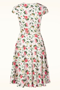 Topvintage Boutique Collection - Topvintage Exclusive ~ Ella Floral swing jurk in wit en multi 8