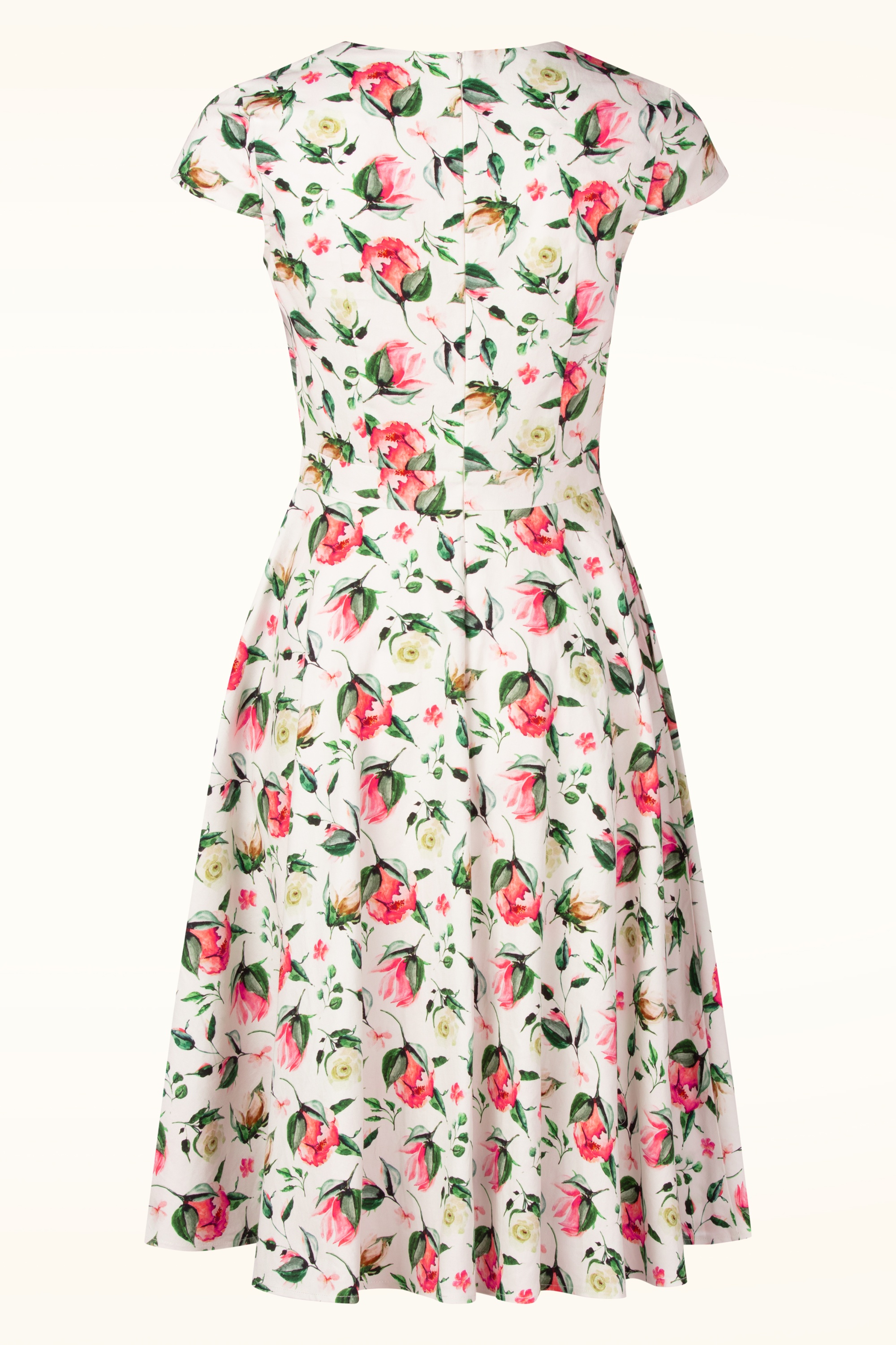 Topvintage Boutique Collection - Topvintage Exclusive ~ Ella Floral swing jurk in wit en multi 8