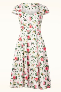 Topvintage Boutique Collection - Topvintage Exclusive ~ Ella Floral swing jurk in wit en multi 2