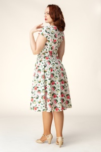 Topvintage Boutique Collection - Topvintage Exclusive ~ Ella Floral swing jurk in wit en multi 7