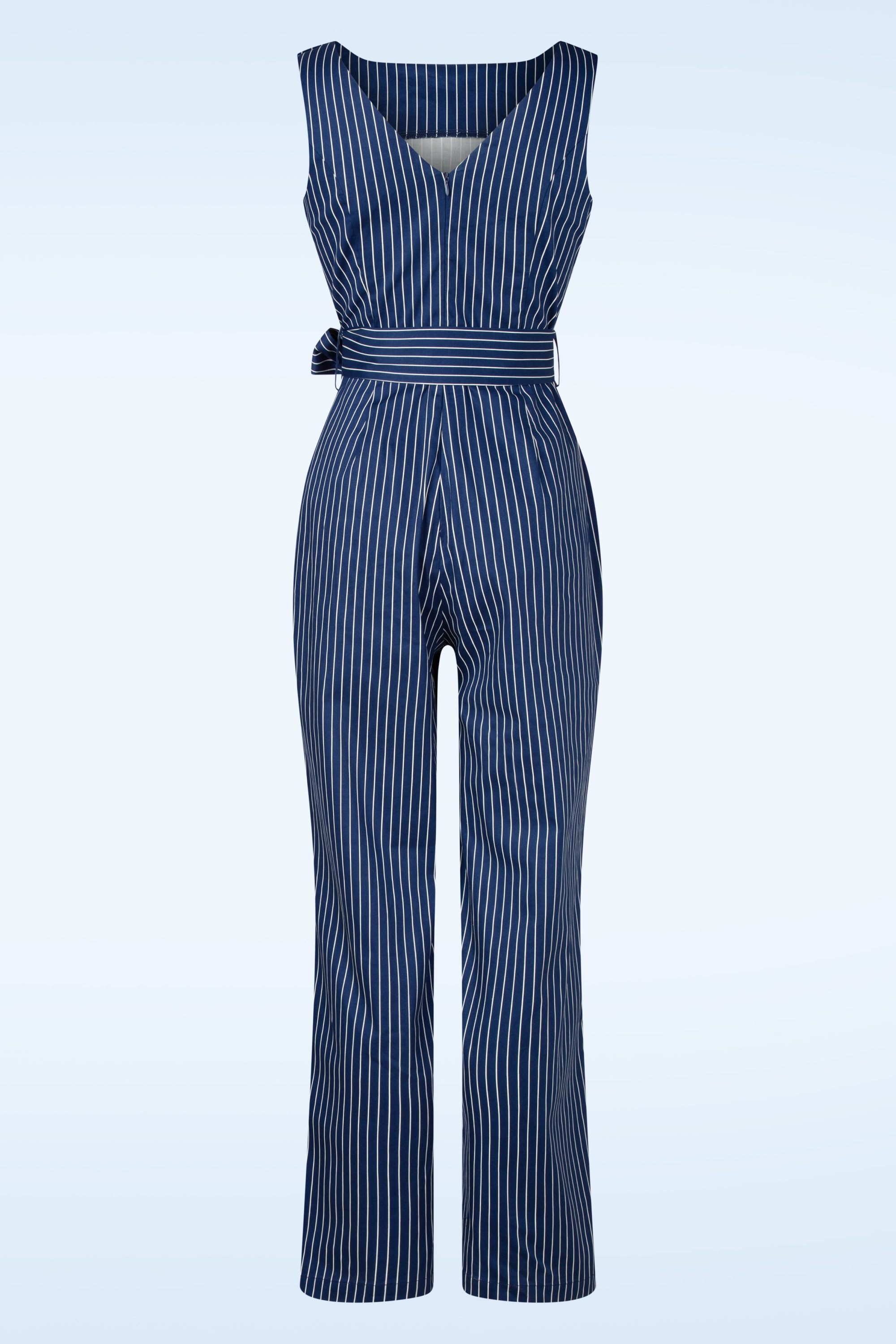 Topvintage Boutique Collection - Topvintage Exclusive ~ Elara Striped jumpsuit in marineblauw en wit 5
