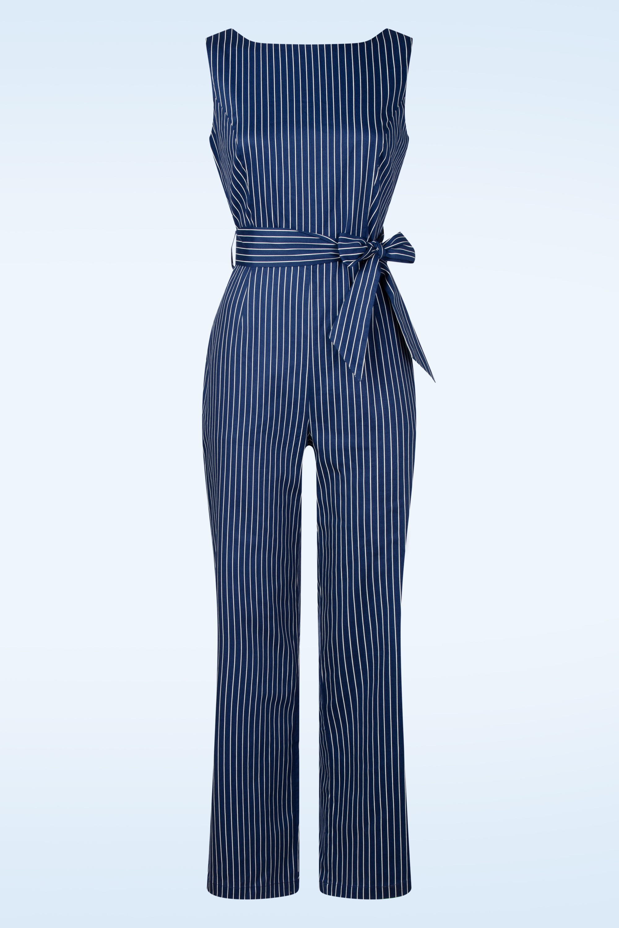 Topvintage Boutique Collection - Topvintage Exclusive ~ Elara Striped jumpsuit in marineblauw en wit 2