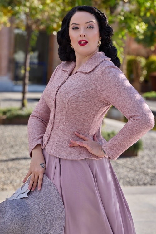 Miss Candyfloss - Naelle Pia gebreide blazer in roze 3