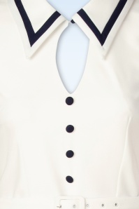 Vintage Diva  - Topvintage exclusive ~ The Gina pencil jurk met overrok in wit en navy 4