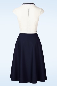 Vintage Diva  - Topvintage exclusive ~ The Gina pencil jurk met overrok in wit en navy 7