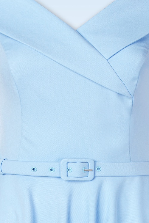 Vintage Diva  - Topvintage exclusive ~ The Aurelia swing jurk in luchtblauw 4