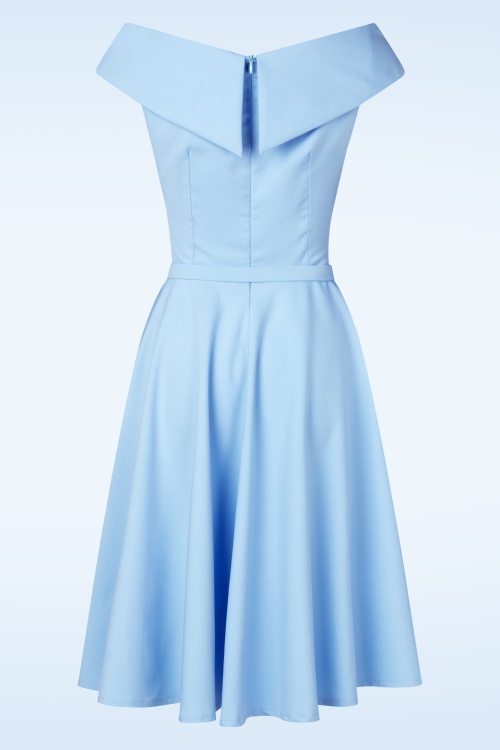 Vintage Diva  - Topvintage exclusive ~ The Aurelia swing jurk in luchtblauw 7