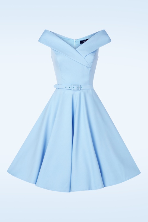 Vintage Diva  - Topvintage exclusive ~ The Aurelia swing jurk in luchtblauw 6