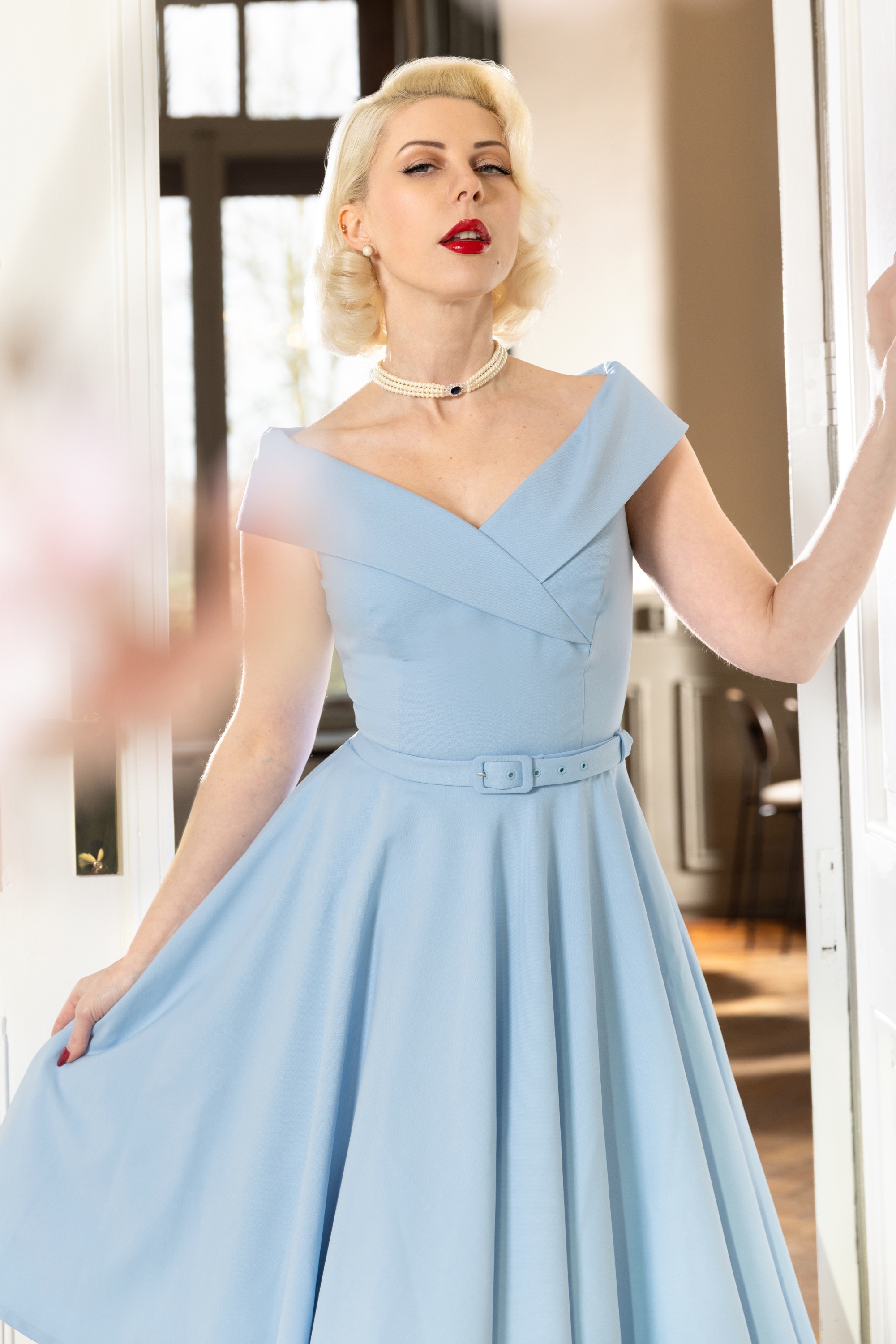 Vintage Diva  - Topvintage exclusive ~ The Aurelia swing jurk in luchtblauw 2