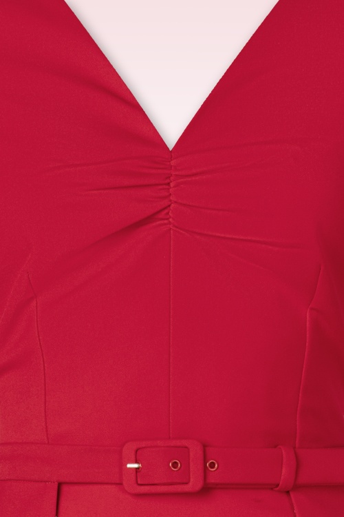 Vintage Diva  - Topvintage exclusive ~ The Isabel pencil jurk met overrok in rood 4