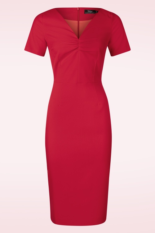 Vintage Diva  - Topvintage exclusive ~ The Isabel pencil jurk met overrok in rood 6